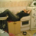 Usnął w kuchni