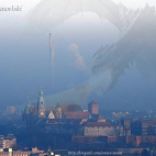 Smog wawelski zieje ogniem-Smog na krakowem 2013