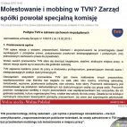 Molestowanie i mobbing w TVN? Zarząd spółki powołał specjalną komisję (13.02.2015)