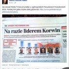 Jak donosi Polska Times Janusz Korwin-Mikke prowadzi w ogólnopolskich Prawyborach Prezydenckich 2015 (08.04.2015)