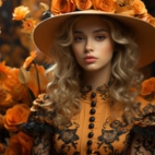 tapeta-kobieta-w-kapeluszu-obok-kwiatow-w-grafice2