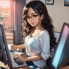 tapeta-dziewczyna-w-okularach-przed-komputerem
