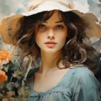 tapeta-kobieta-w-kapeluszu-z-kwiatami
