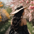 tapeta-kobieta-w-kapeluszu-w-rozanym-ogrodzie
