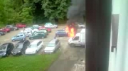 Pożar samochodów pod szpitalem