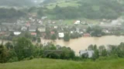 Poprad powódź Piwniczna Zdrój, widok na zalany Młodów