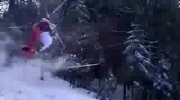 nieudany wyskok na nartach