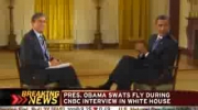 Obama poluje na muchę podczas wywiadu.